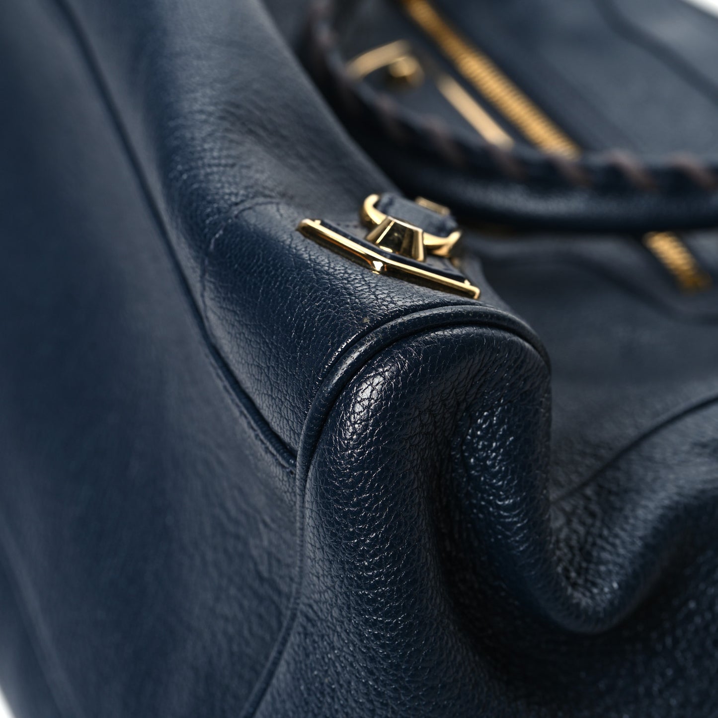 Chevre Gold Metallic Edge Hardware Velo Bleu Nuit Dark Sea
