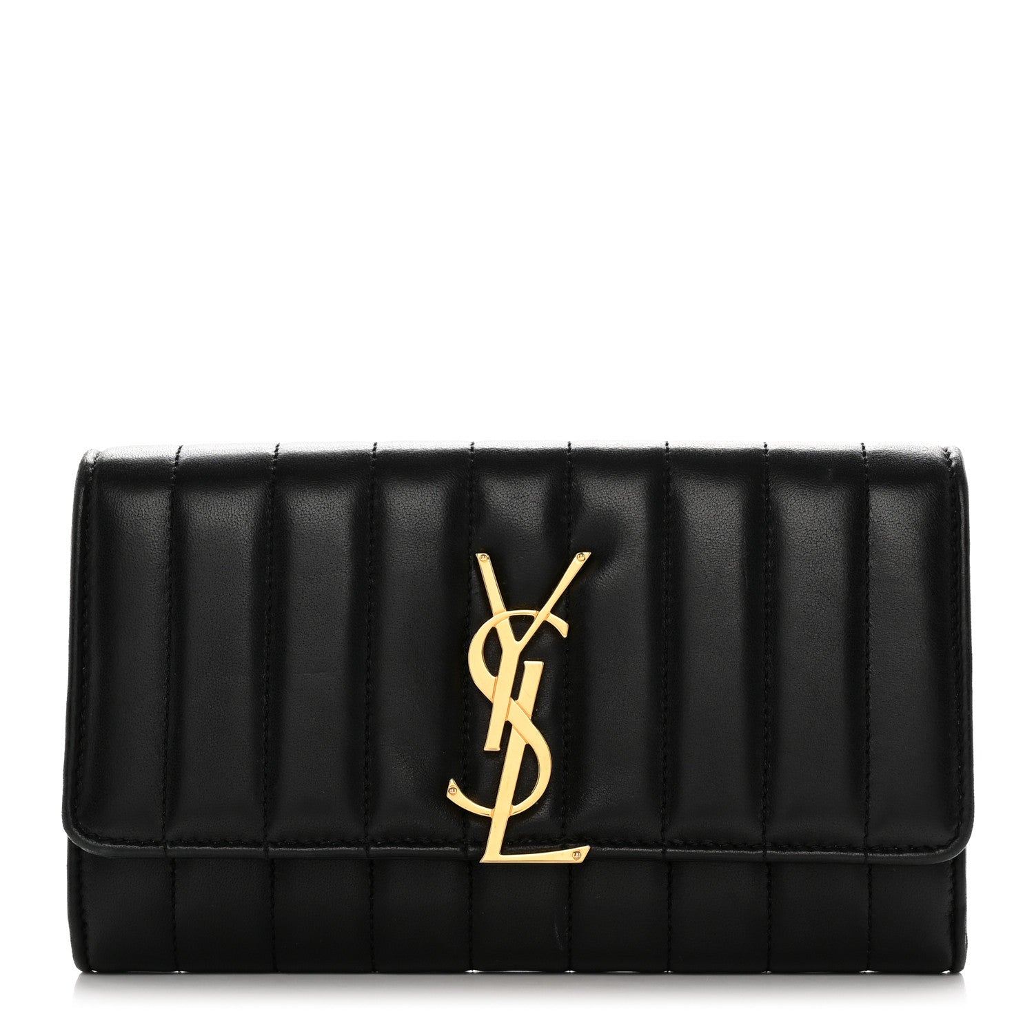 Saint Laurent Lambskin Matelasse Monogram Large Vicky Continental Wallet Black 1 of 14