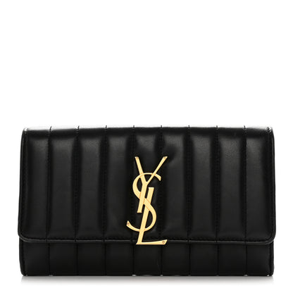 Saint Laurent Lambskin Matelasse Monogram Large Vicky Continental Wallet Black 1 of 14