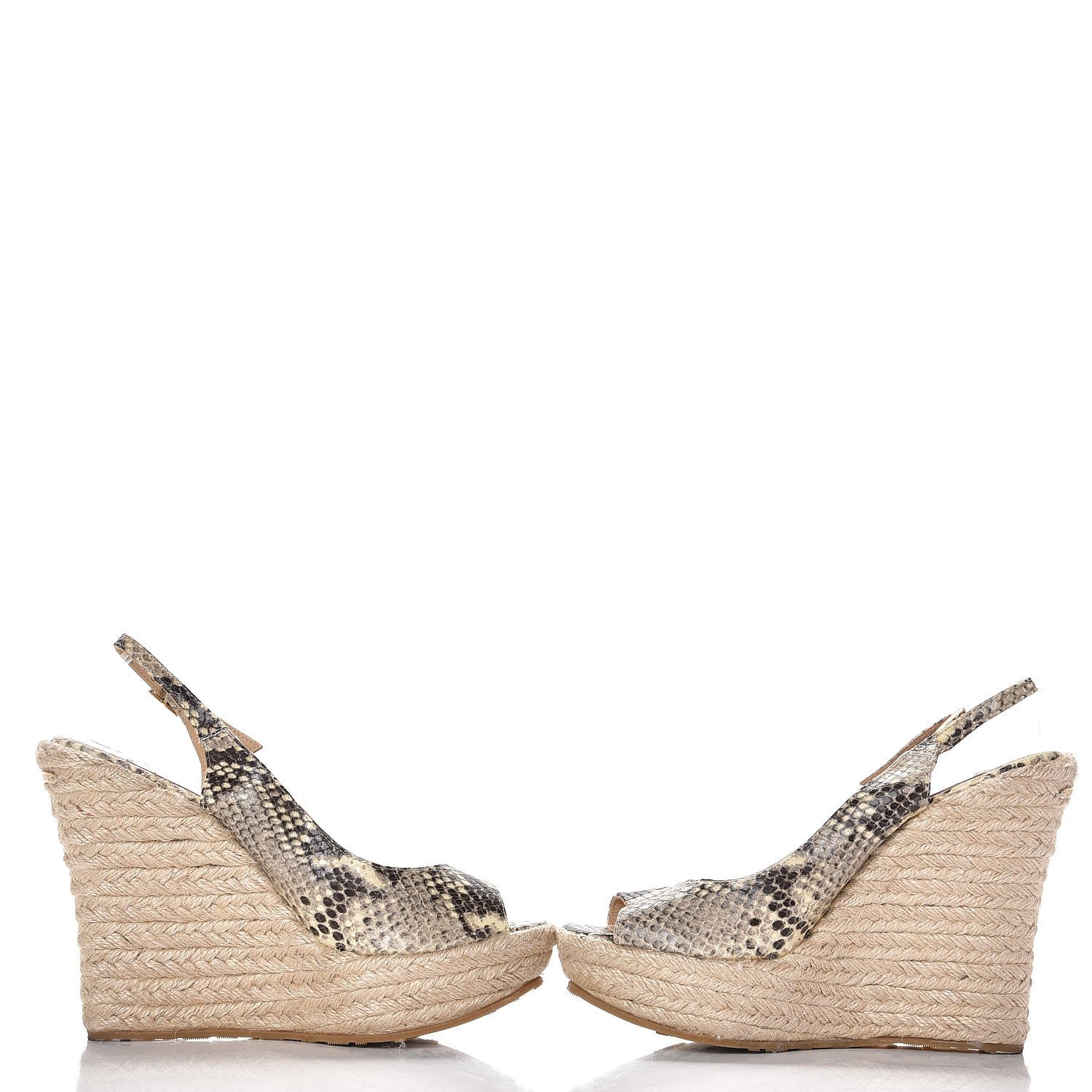 Jimmy Choo Calfskin Snake Print Polar Espadrille Wedges 36.5 Natural 6 of 9