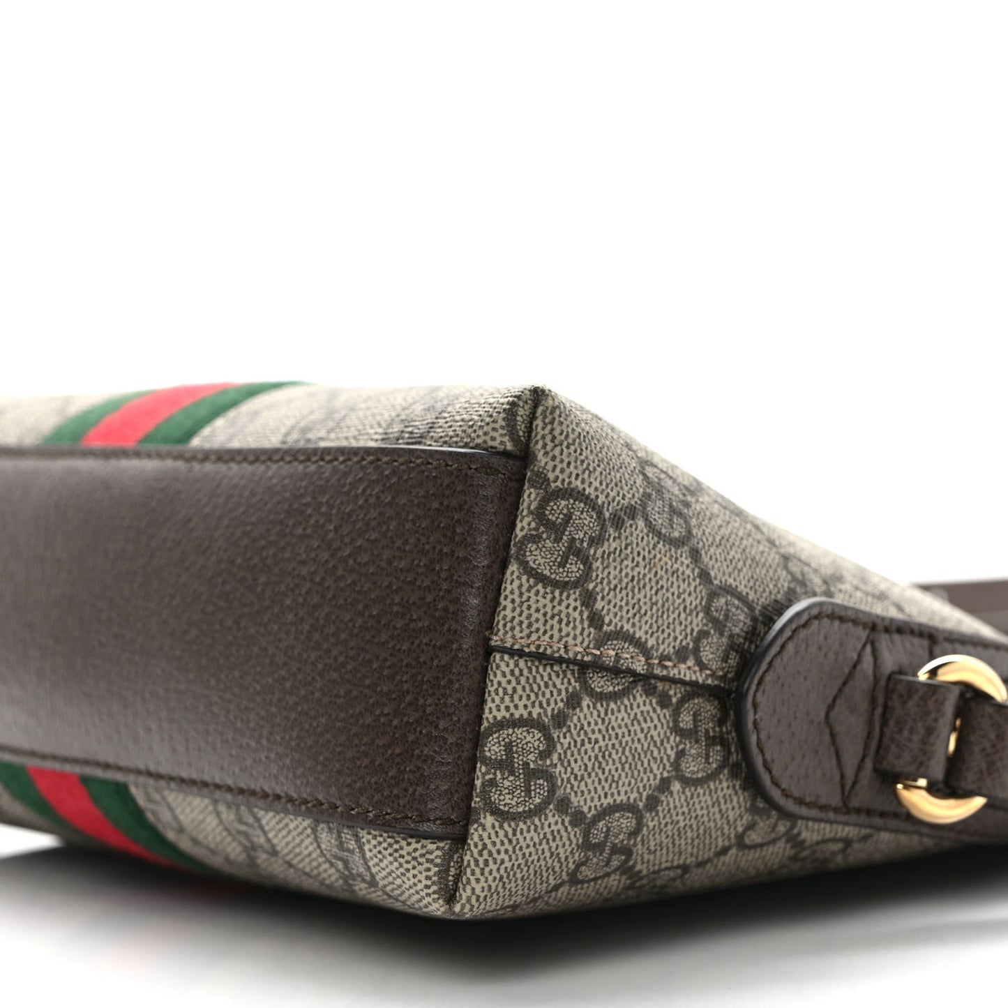GG Supreme Monogram Textured Dollar Calfskin Web Small Ophidia Dome Shoulder Bag Beige Ebony New Acero