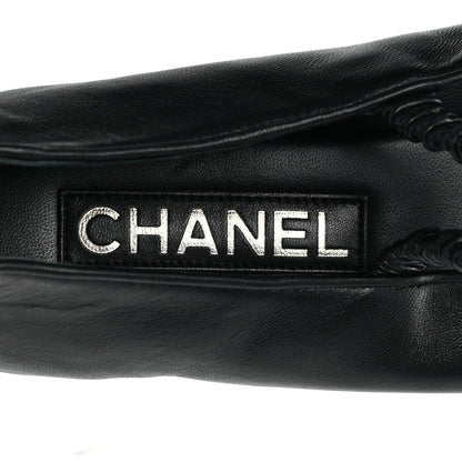 Chanel Lambskin Grosgrain Cap Toe CC Ballerina Flats With Leg Warmers 38.5 Black 9 of 10