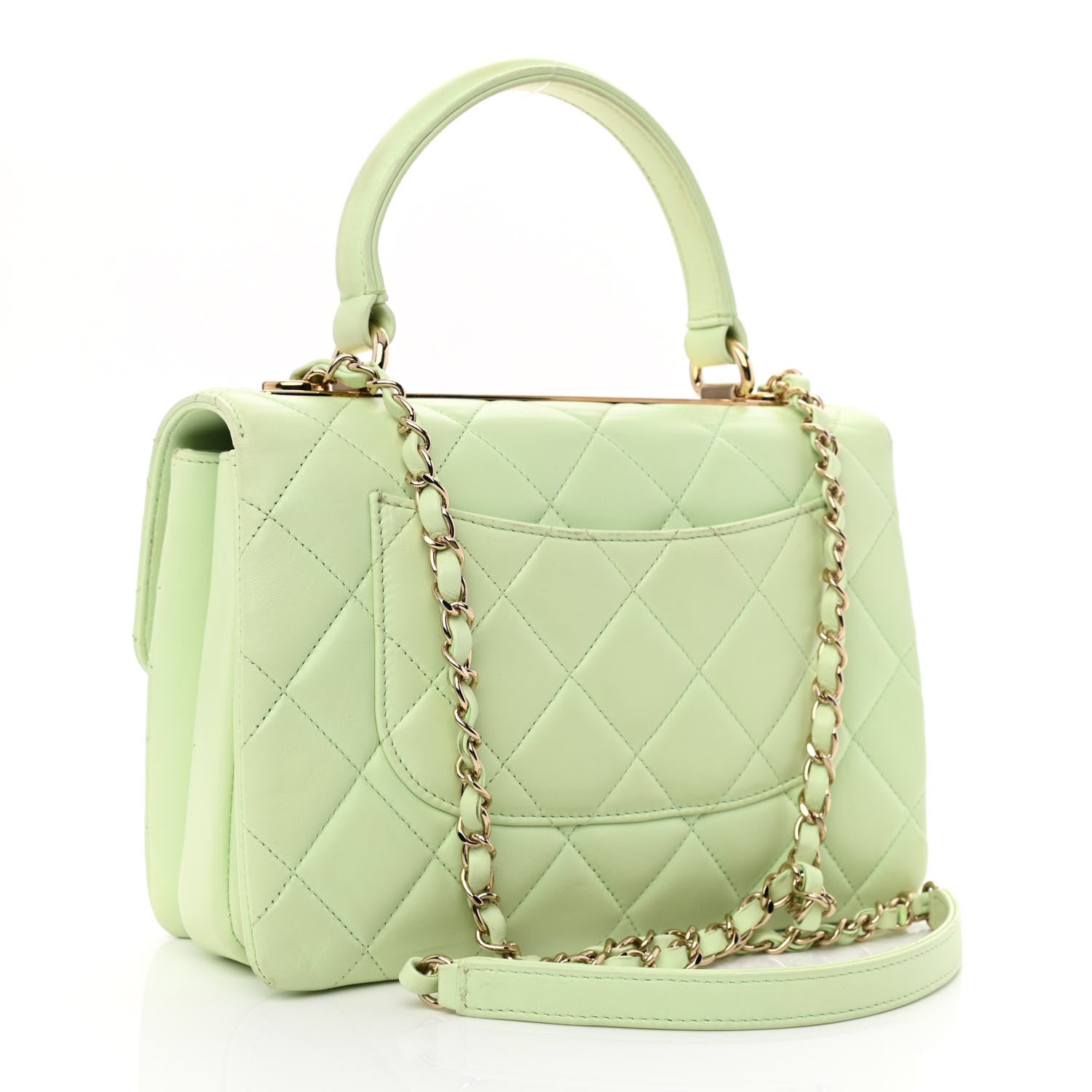 Chanel Lambskin Quilted Small Trendy CC Flap Dual Handle Bag Light Green 3 of 10