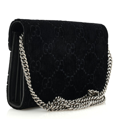 Gucci Velvet GG Monogram Mini Dionysus Chain Wallet Black 3 of 9