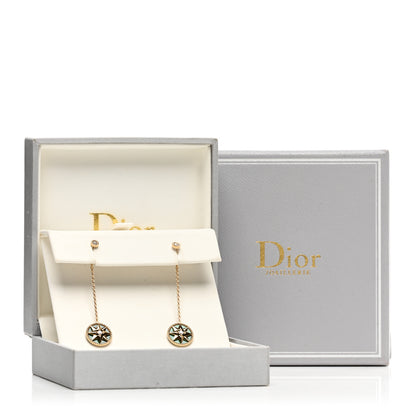 Christian Dior 18K Yellow Gold Diamond Malachite Rose Des Vents Drop Earrings 5 of 5