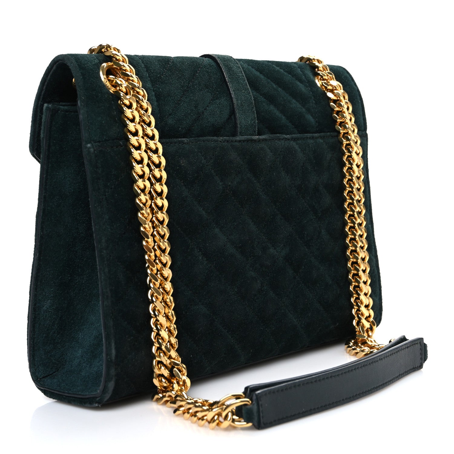 Saint Laurent Suede Mixed Matelasse Triquilt Medium Monogram Envelope Satchel Algae 3 of 10