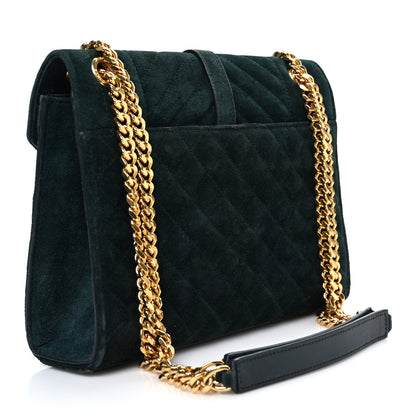 Saint Laurent Suede Mixed Matelasse Triquilt Medium Monogram Envelope Satchel Algae 3 of 10