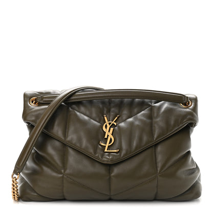 Saint Laurent Lambskin Quilted Medium Loulou Puffer Monogram Chain Satchel Seaweed 1 of 9