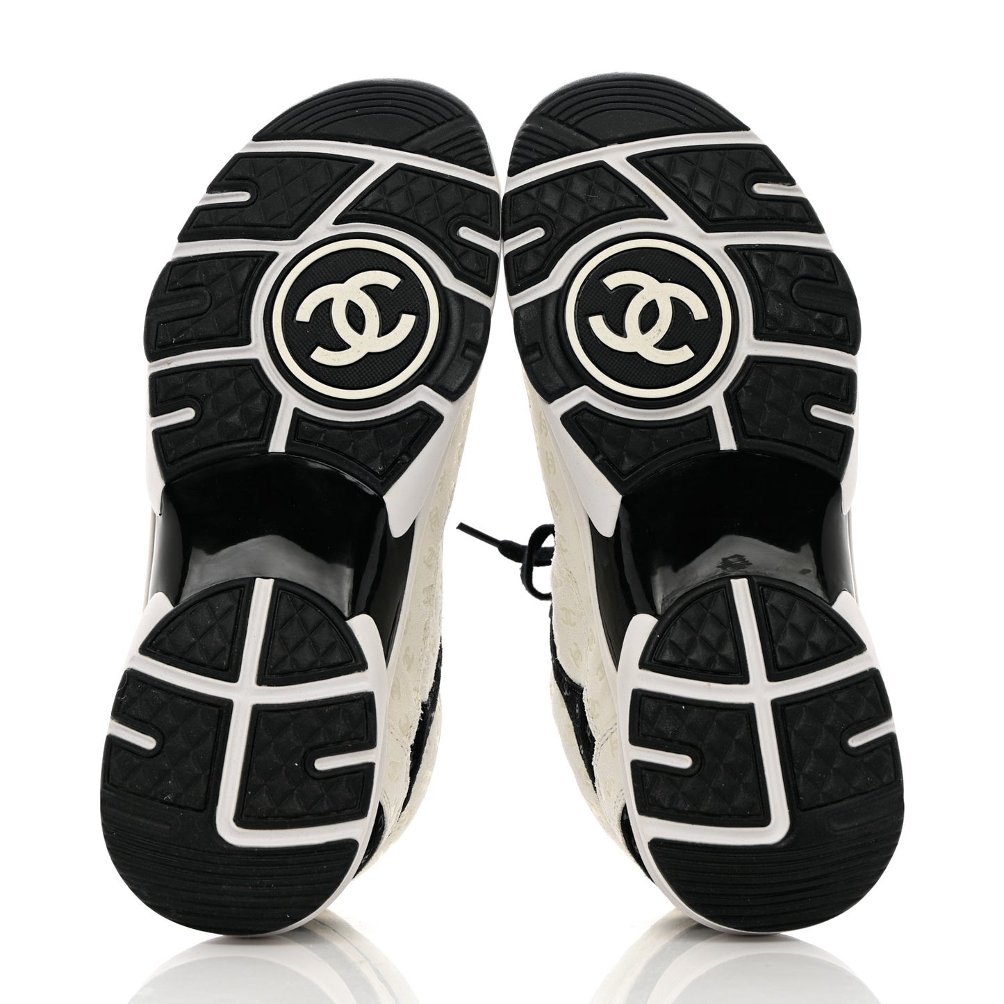 Suede Calfskin Printed CC Sneakers 37 Black White