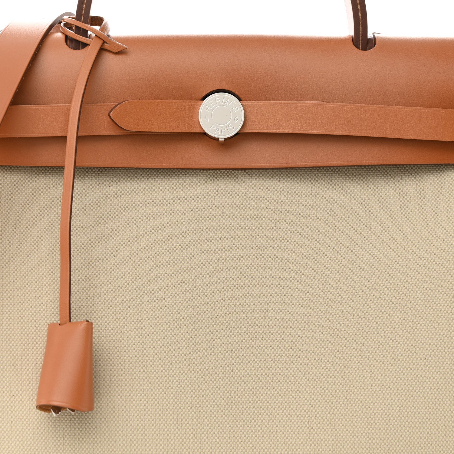 Hermes Military Toile Vache Hunter Herbag Zip Retourne 31 PM Beton Naturel 9 of 11