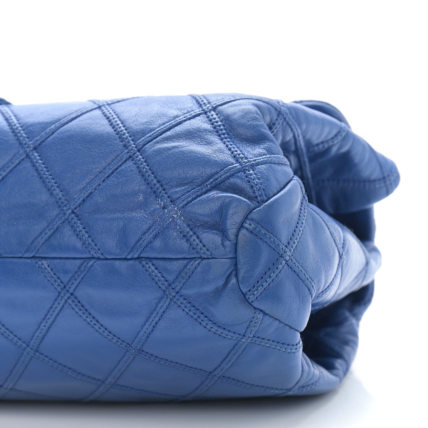 Calfskin Stitched Thin City Flap Blue