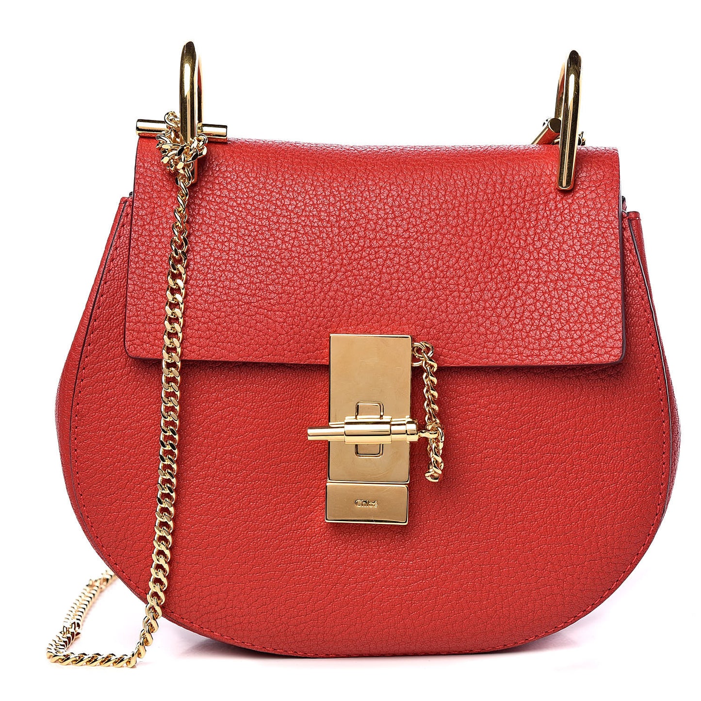Grained Lambskin Mini Drew Shoulder Bag Plaid Red