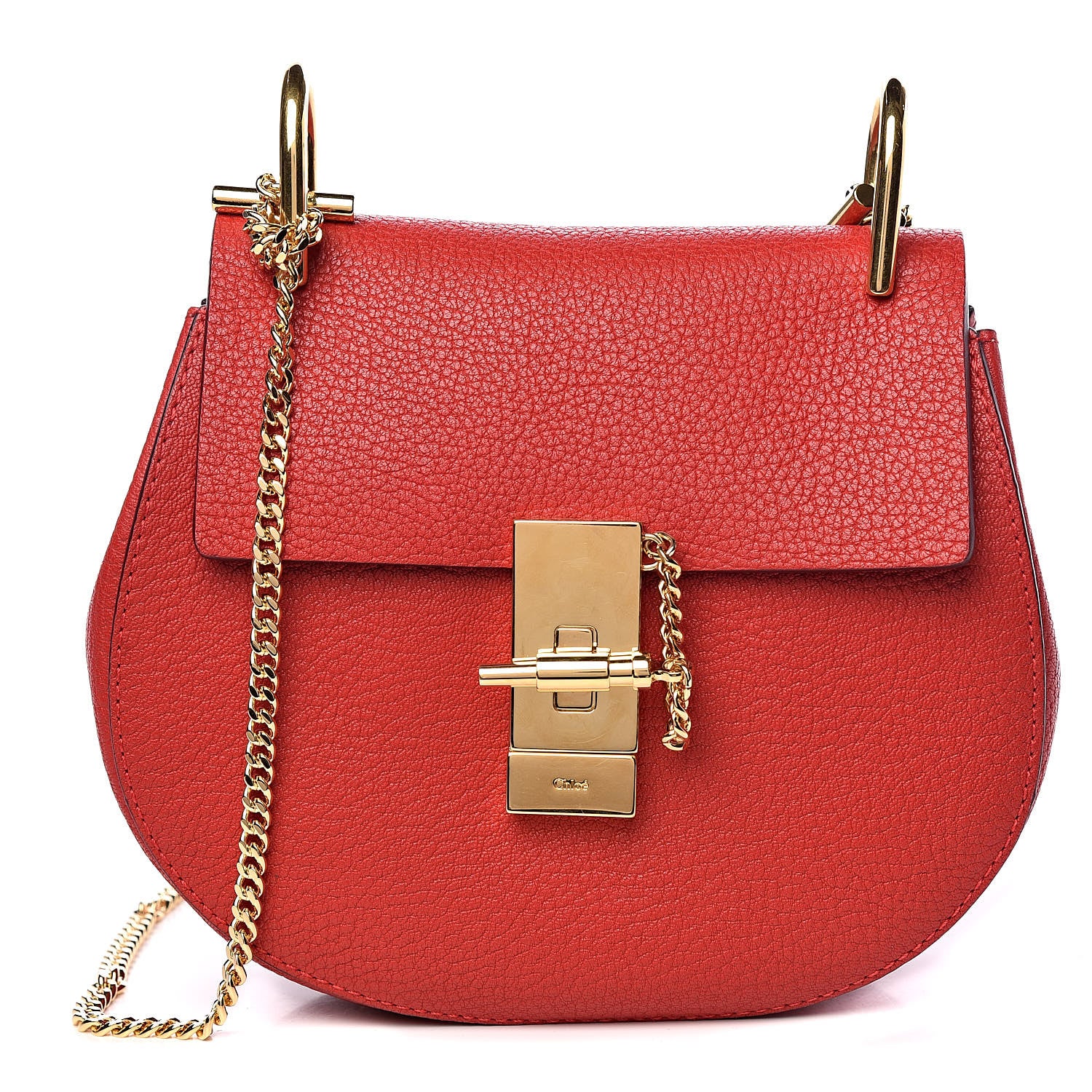 Chloe Grained Lambskin Mini Drew Shoulder Bag Plaid Red 1 of 11