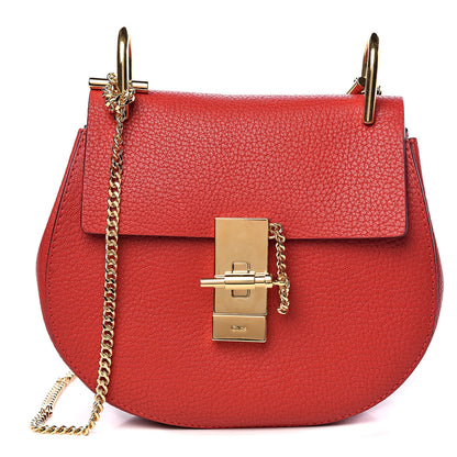 Chloe Grained Lambskin Mini Drew Shoulder Bag Plaid Red 1 of 11