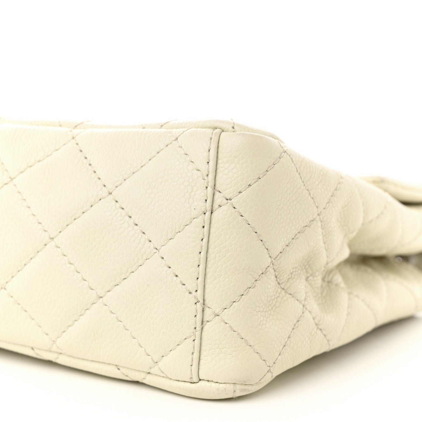 Washed Caviar Quilted Maxi Single Flap White