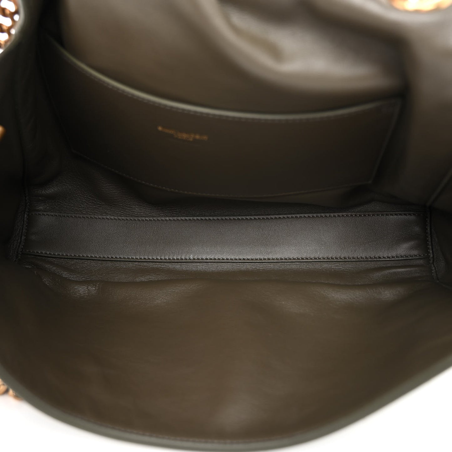 Smooth Calfskin Suede Medium Reversible Monogram Kate Satchel Olive