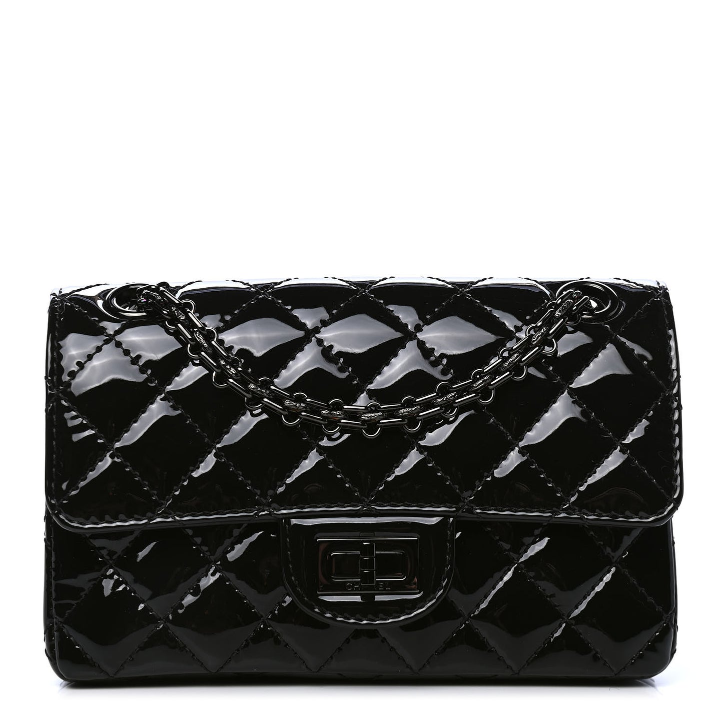 Patent Calfskin Quilted 2.55 Reissue Mini Flap So Black