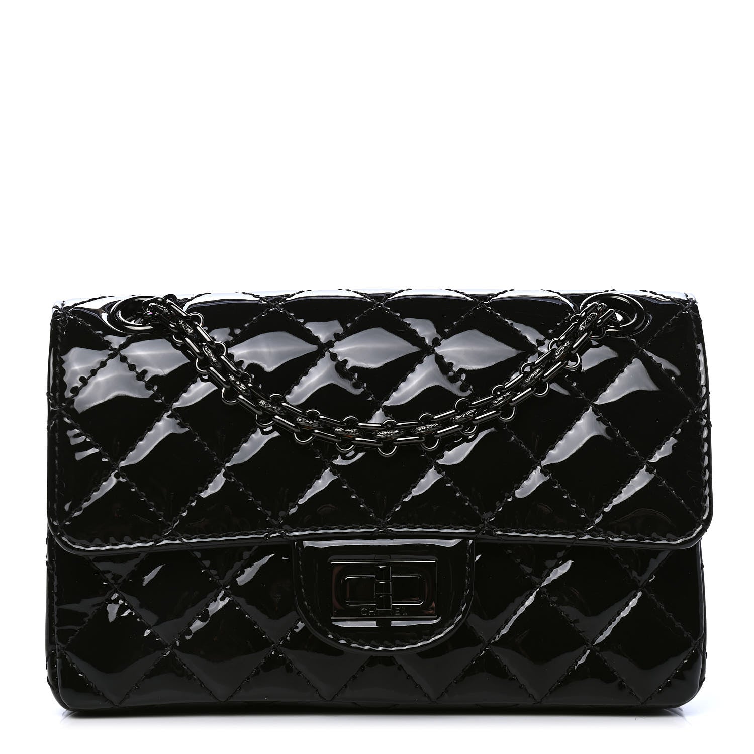 Chanel Patent Calfskin Quilted 2.55 Reissue Mini Flap So Black 1 of 6