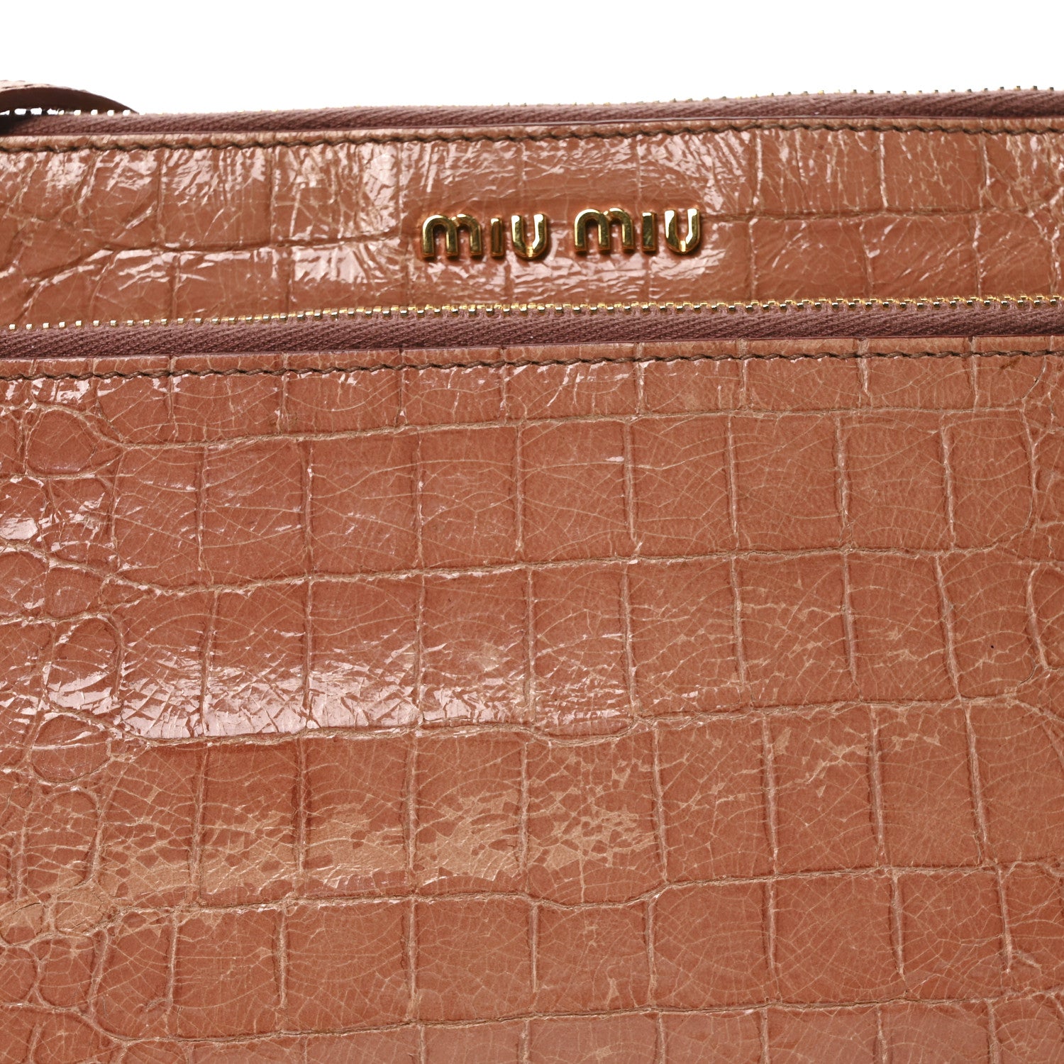 Miu Miu Vernice Crocodile Embossed Crossbody Bag Antico 8 of 10