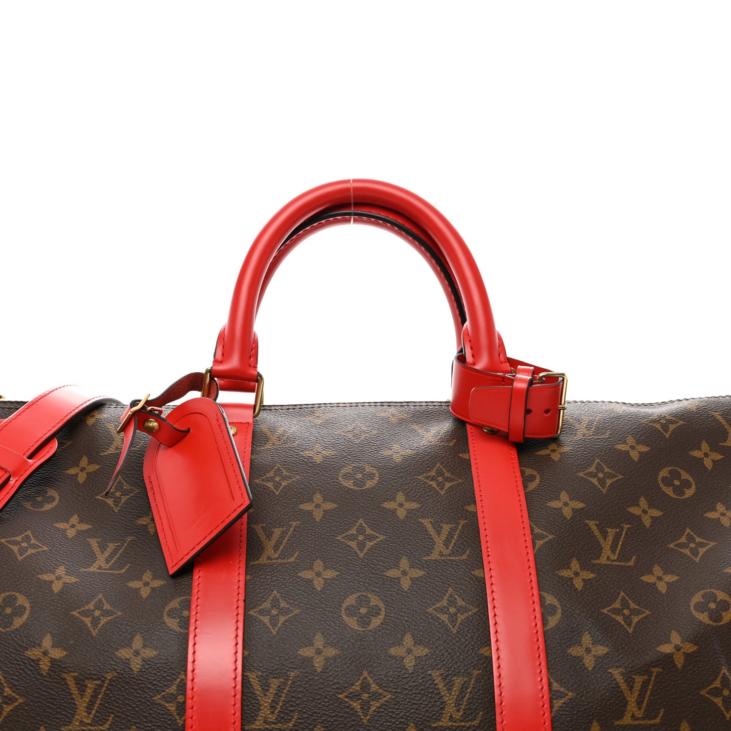 Calfskin Monogram Keepall Bandouliere 50 Coquelicot