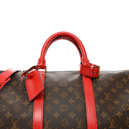 Louis Vuitton Calfskin Monogram Keepall Bandouliere 50 Coquelicot 6 of 20