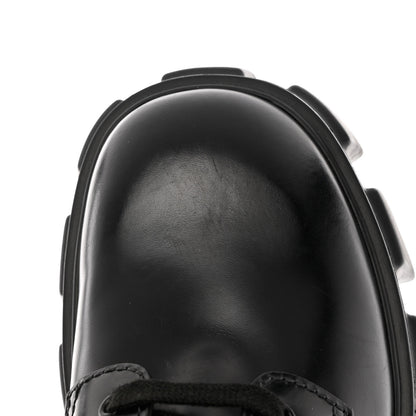Prada Spazzolato Rois Re-Nylon Metal Triangle Logo Mens Monolith Pouch Pocket 60mm Combat Boots 9 Black 10 of 11