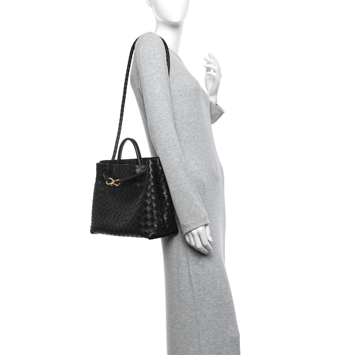 Nappa Intrecciato Medium Andiamo Shoulder Bag Fondant