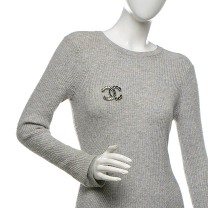 Chanel Baguette Crystal CC Brooch Silver Grey 2 of 4