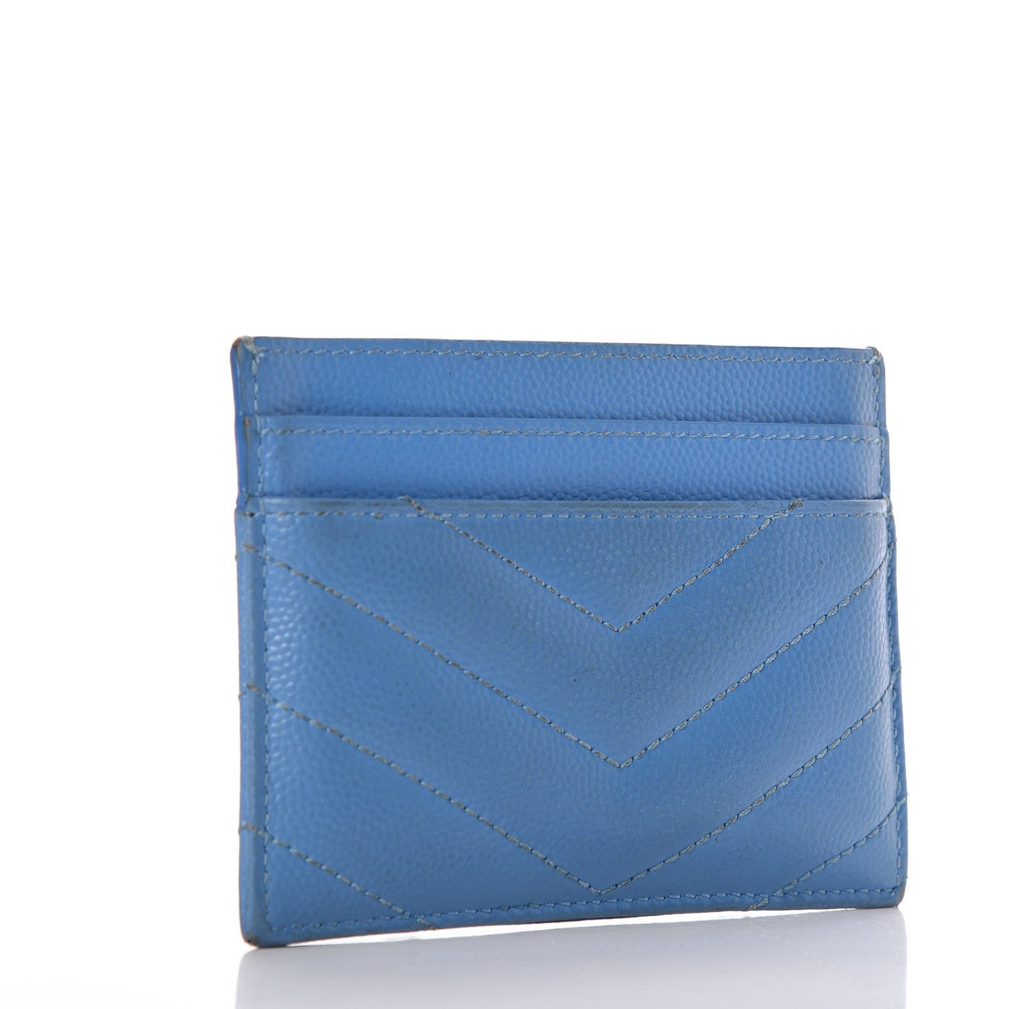 Grain De Poudre Matelasse Monogram Credit Card Case Blue Clair