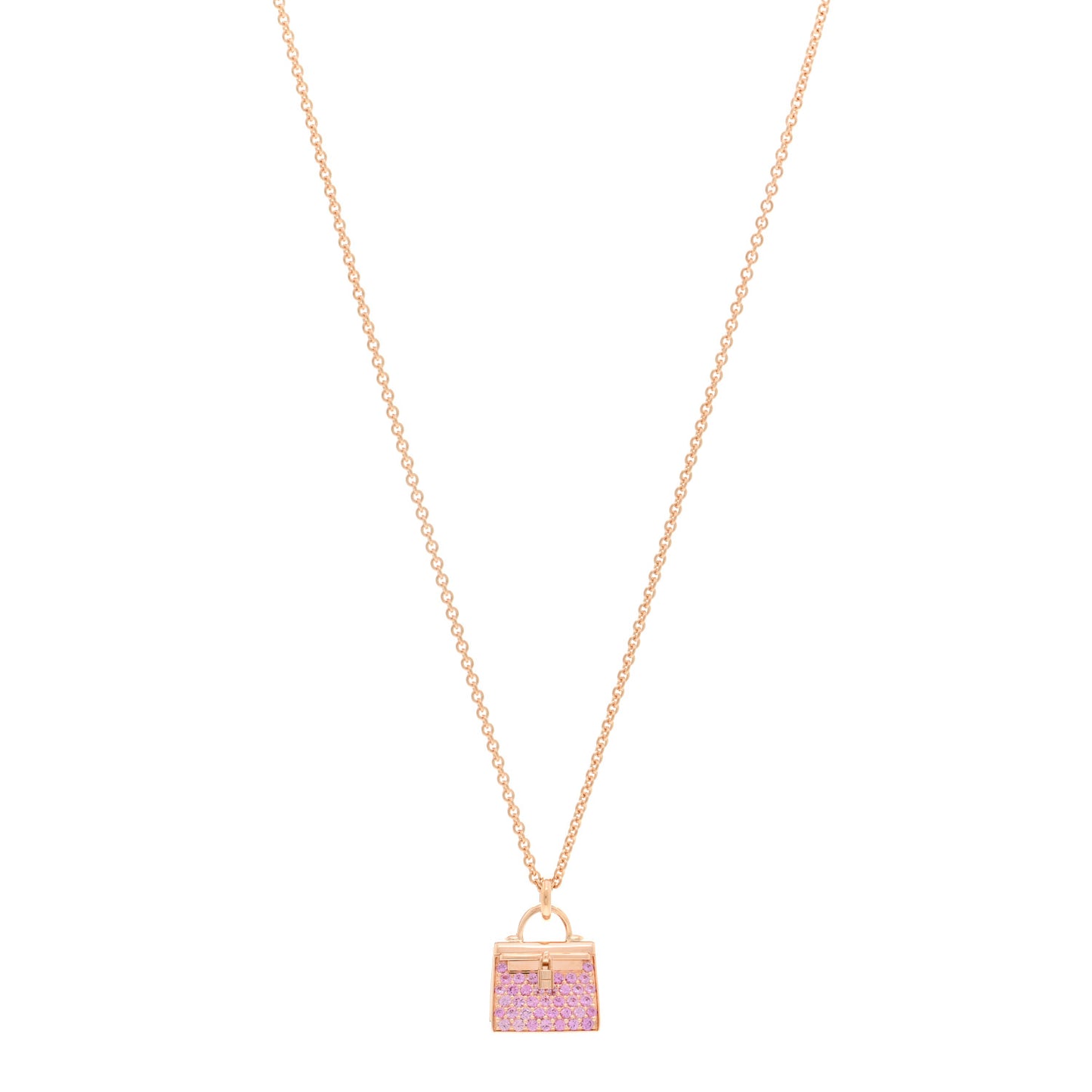 18K Rose Gold Pink Sapphire Kelly Amulettes Pendant Necklace