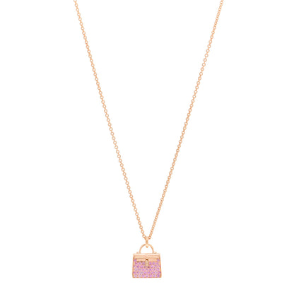Hermes 18K Rose Gold Pink Sapphire Kelly Amulettes Pendant Necklace 1 of 5