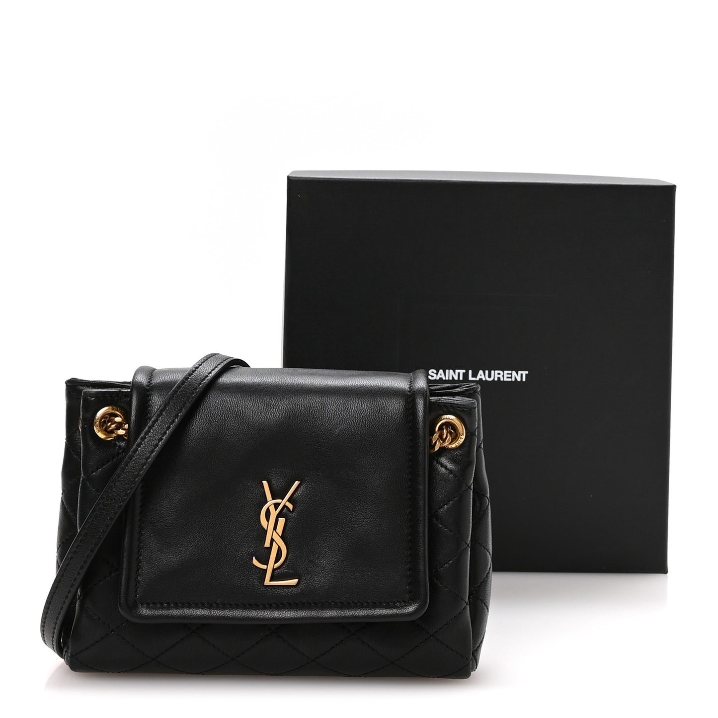 Lambskin Quilted Monogram Mini Nolita Black