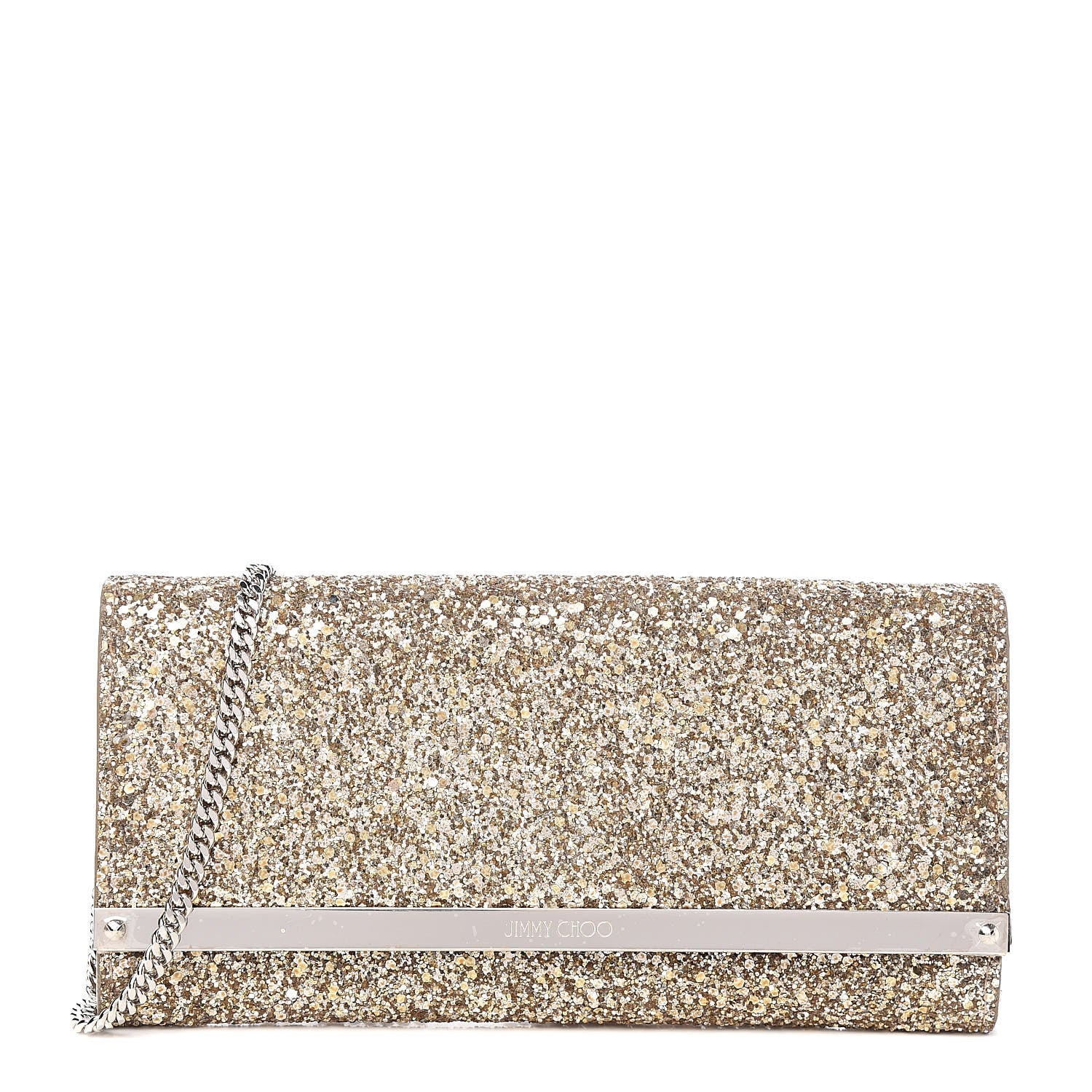 Jimmy Choo Glitter Milla Wallet on Chain Gold 1 of 10