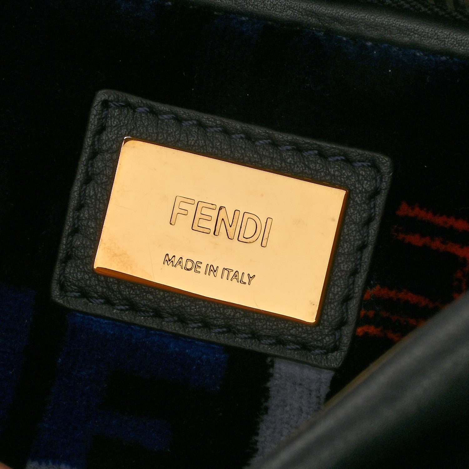 Fendi Calfskin Velvet Fun Fair Medium Peekaboo Iconic Satchel Night Blue Multicolor 6 of 9