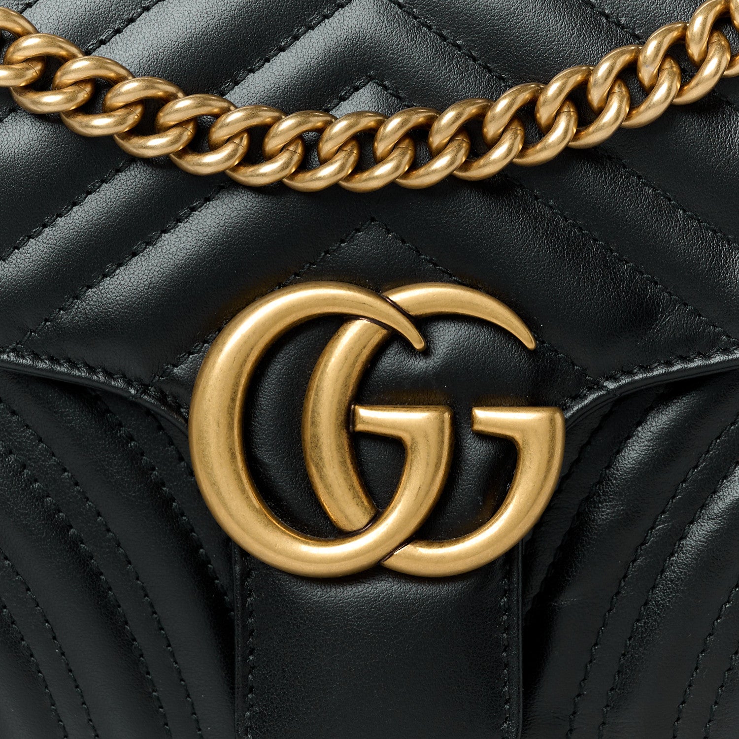 Gucci Calfskin Matelasse Small GG Marmont Shoulder Bag Black 9 of 11