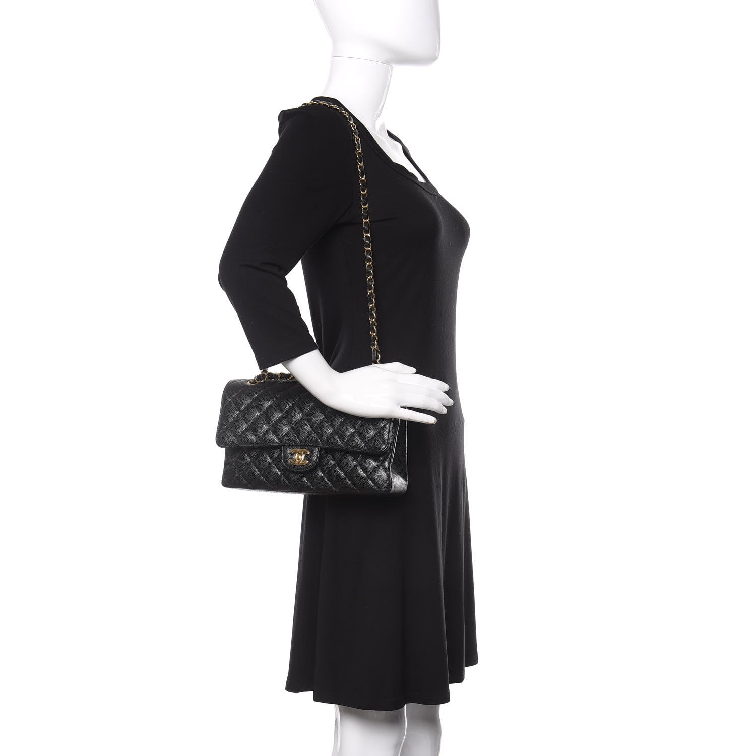 Chanel Caviar Quilted Medium Double Flap Black 2 of 12