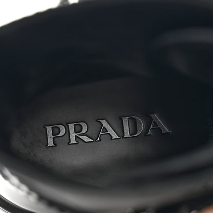 Prada Spazzolato Rois Re-Nylon Metal Triangle Logo Mens Monolith Pouch Pocket 60mm Combat Boots 7.5 Black 7 of 9