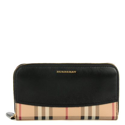 Burberry Haymarket Check Calfskin Elmore Zip Around Wallet Black 1 of 8