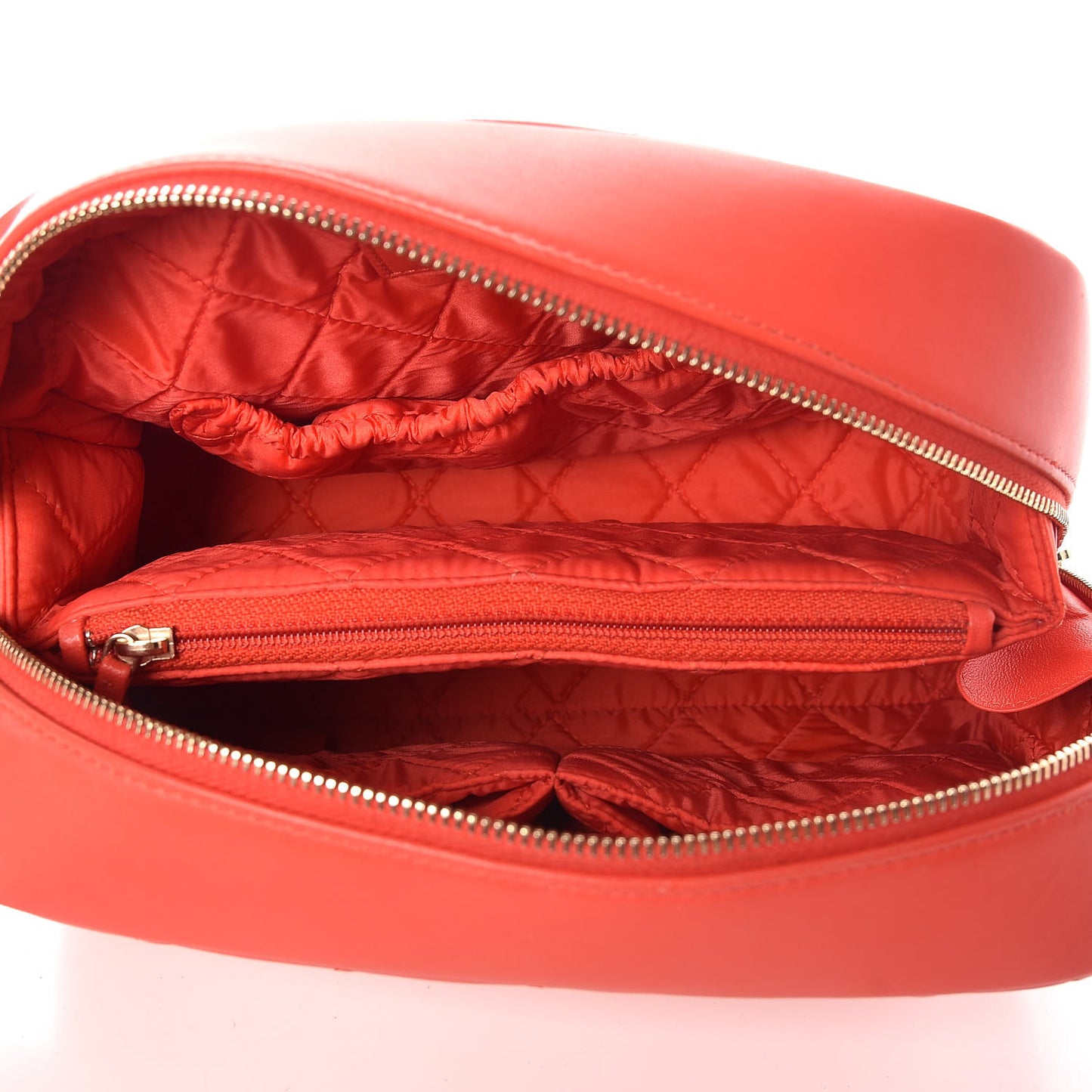Lambskin Quilted Pouch Cosmetic Case Red