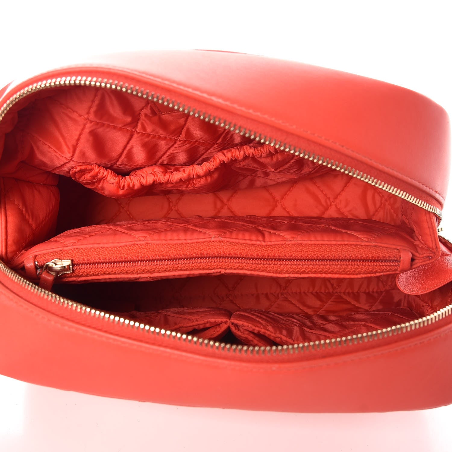 Chanel Lambskin Quilted Pouch Cosmetic Case Red 5 of 9