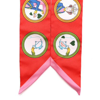Hermes Silk Tea Time Twilly Rouge Vif Vert Multicolor 2 of 4