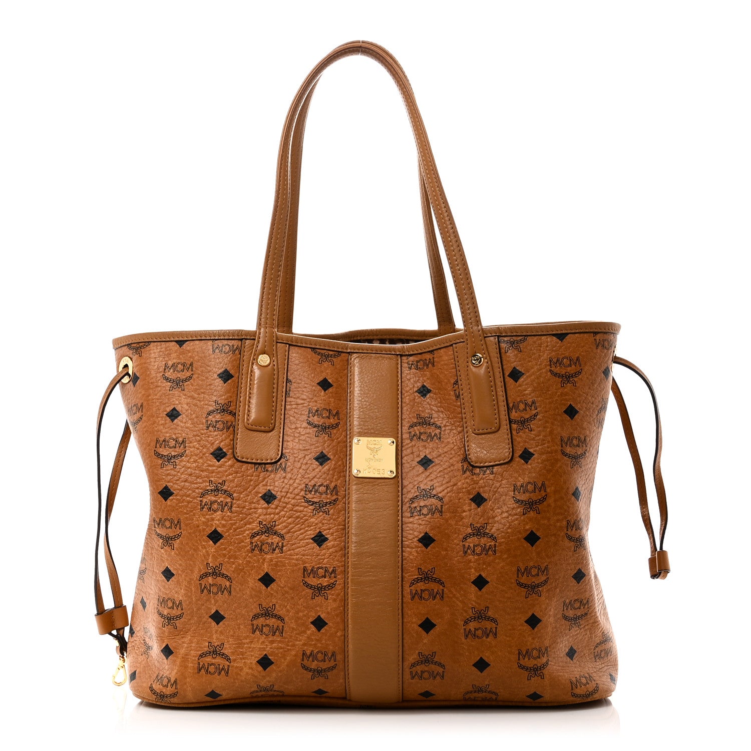 MCM Visetos Medium Liz Reversible Shopper Tote Cognac 1878908