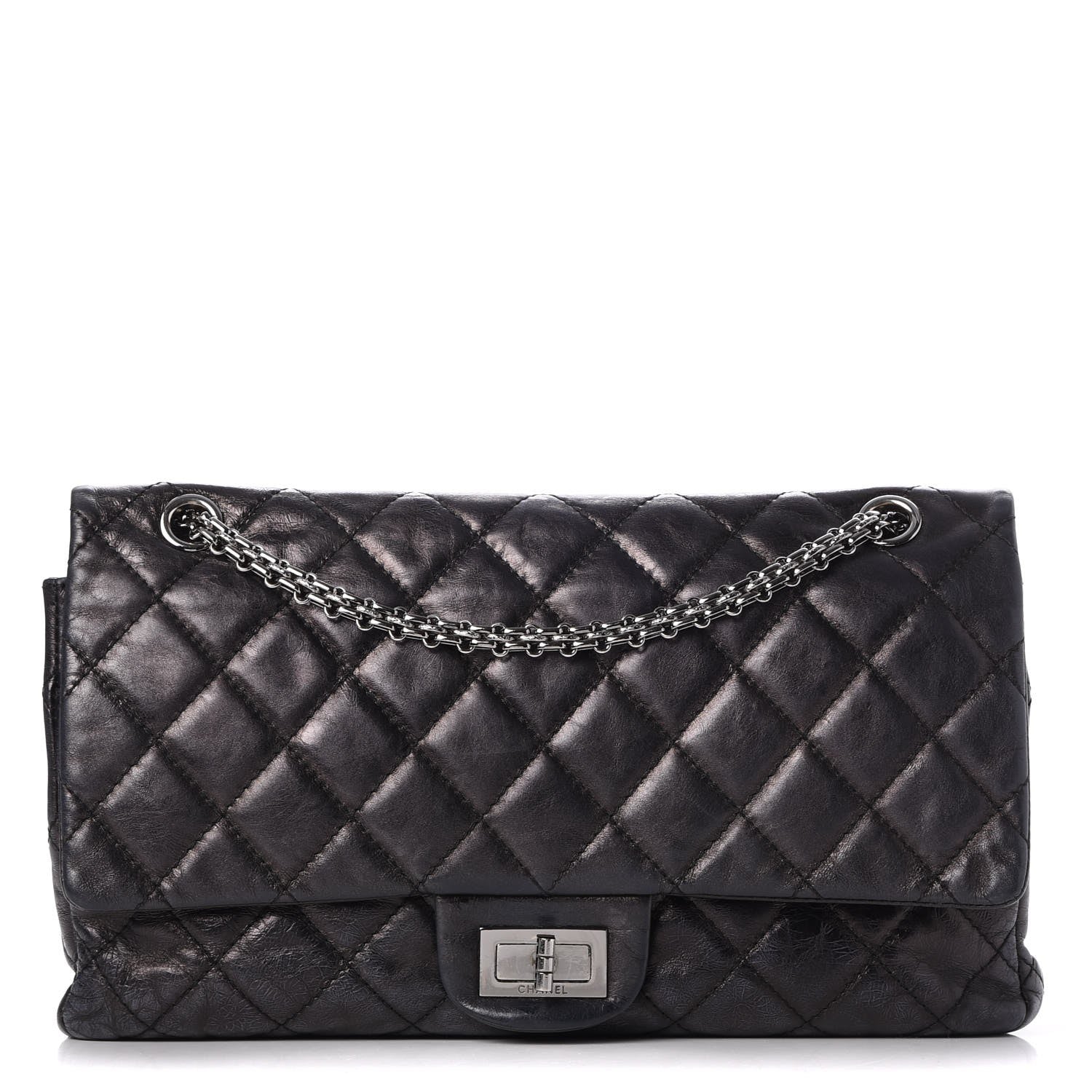 Chanel Metallic Aged Calfskin Quilted 2.55 Reissue 227 Flap Black 1 of 12