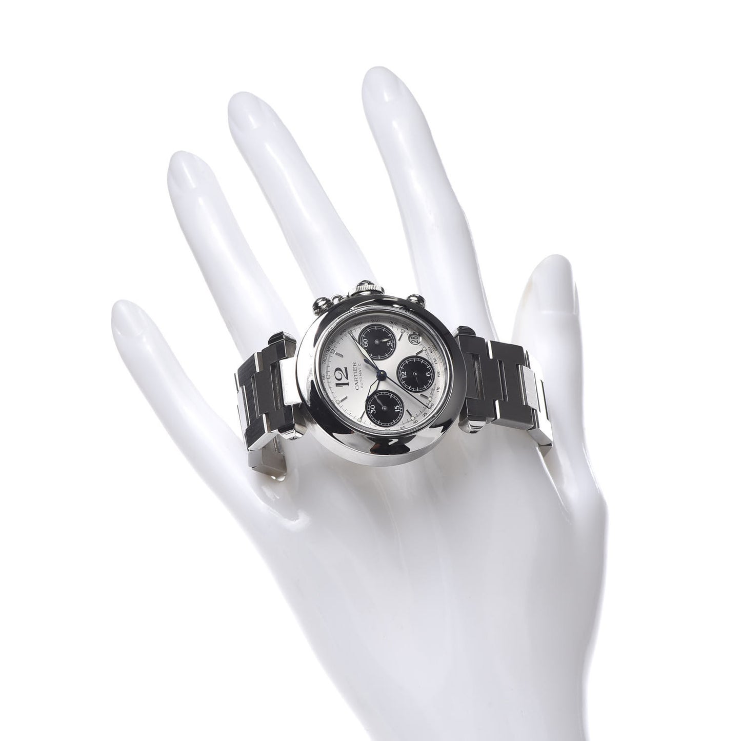 Stainless Steel 35mm Pasha C Chronograph Automatic Watch Black