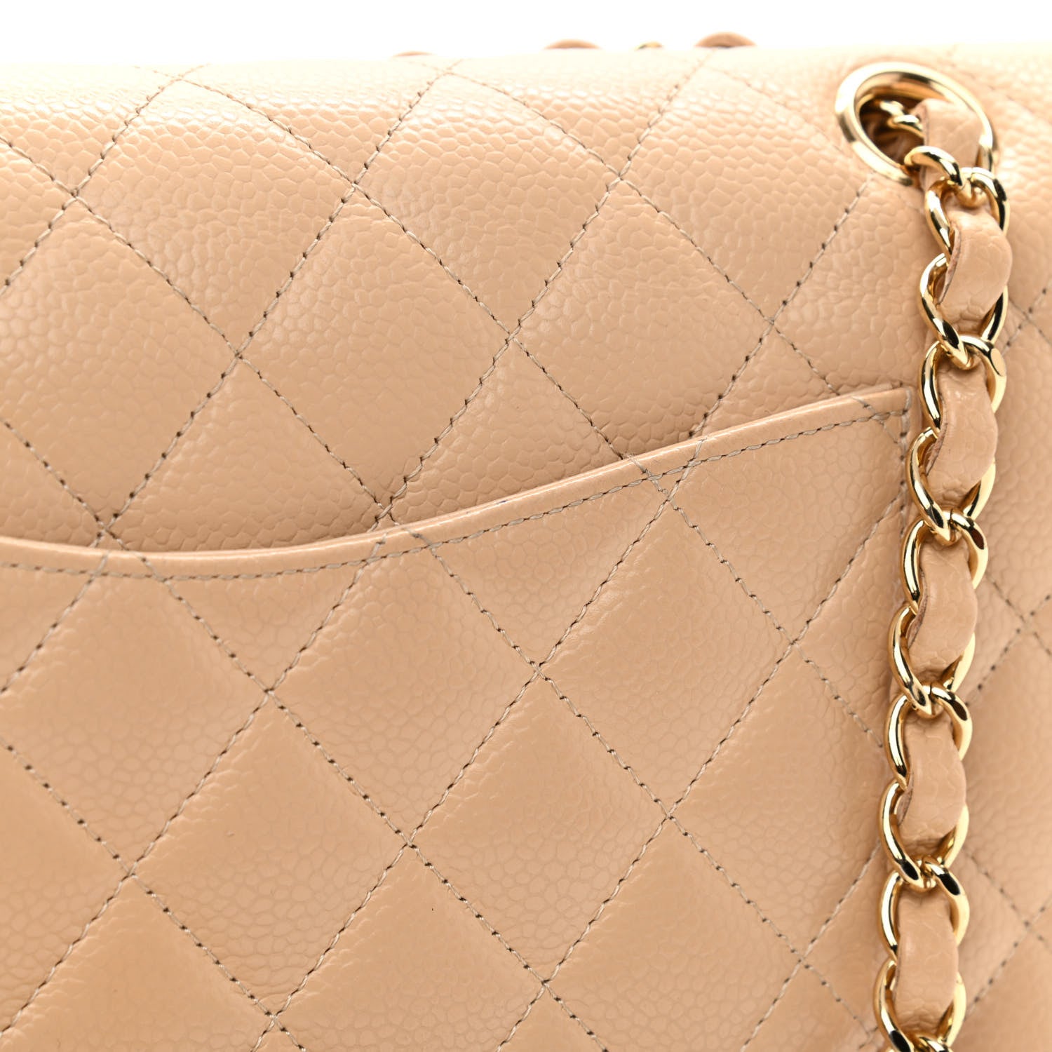 Chanel Caviar Quilted Medium Double Flap Beige 12 of 14