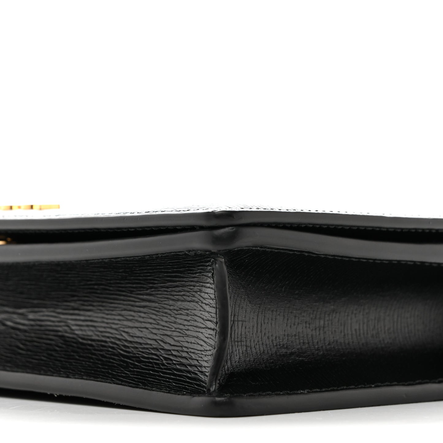 Textured Calfskin Script Logo Wallet On Chain Black