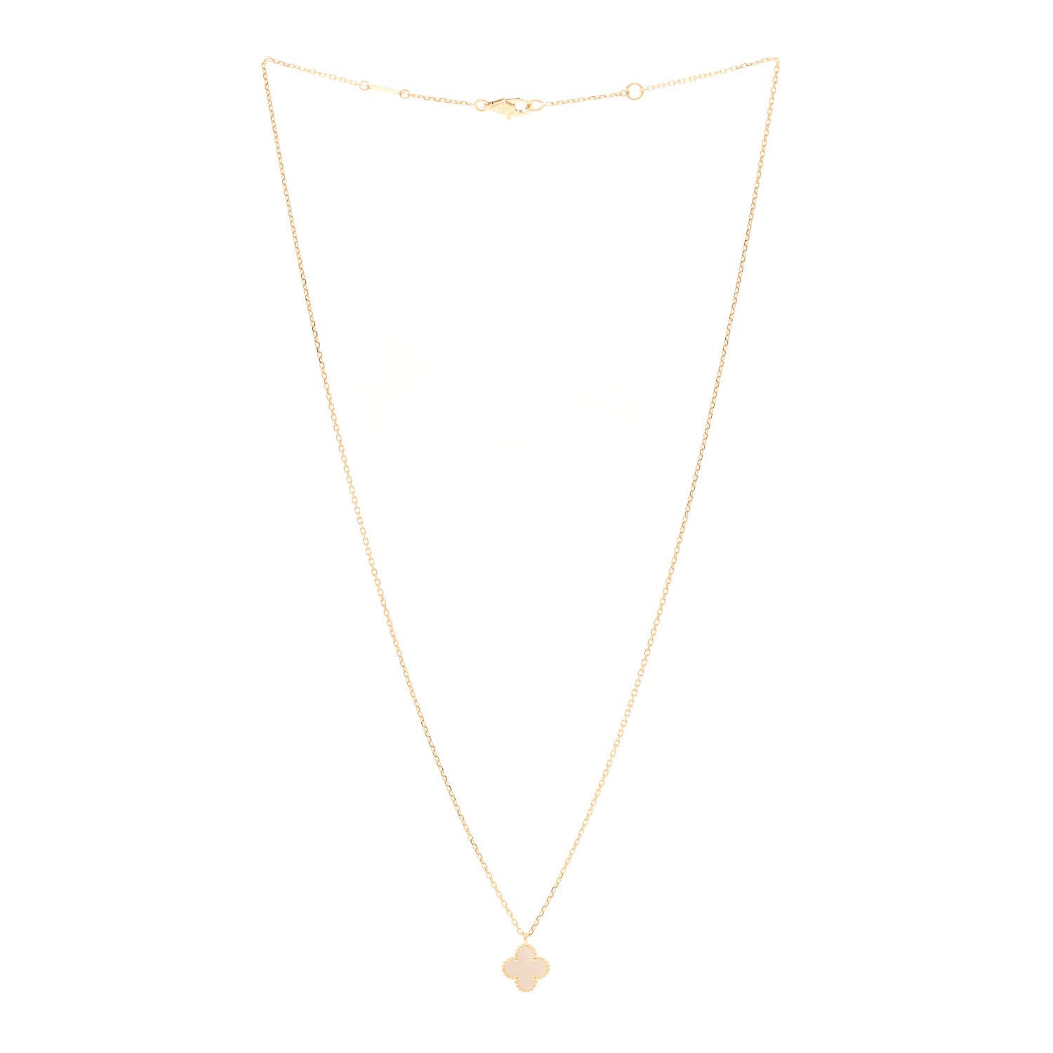 Van Cleef & Arpels 18K Yellow Gold Mother of Pearl Sweet Alhambra Pendant Necklace 3 of 5