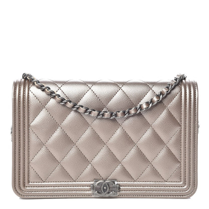 Chanel Metallic Caviar Quilted Boy Wallet On Chain WOC Copper 1 of 13