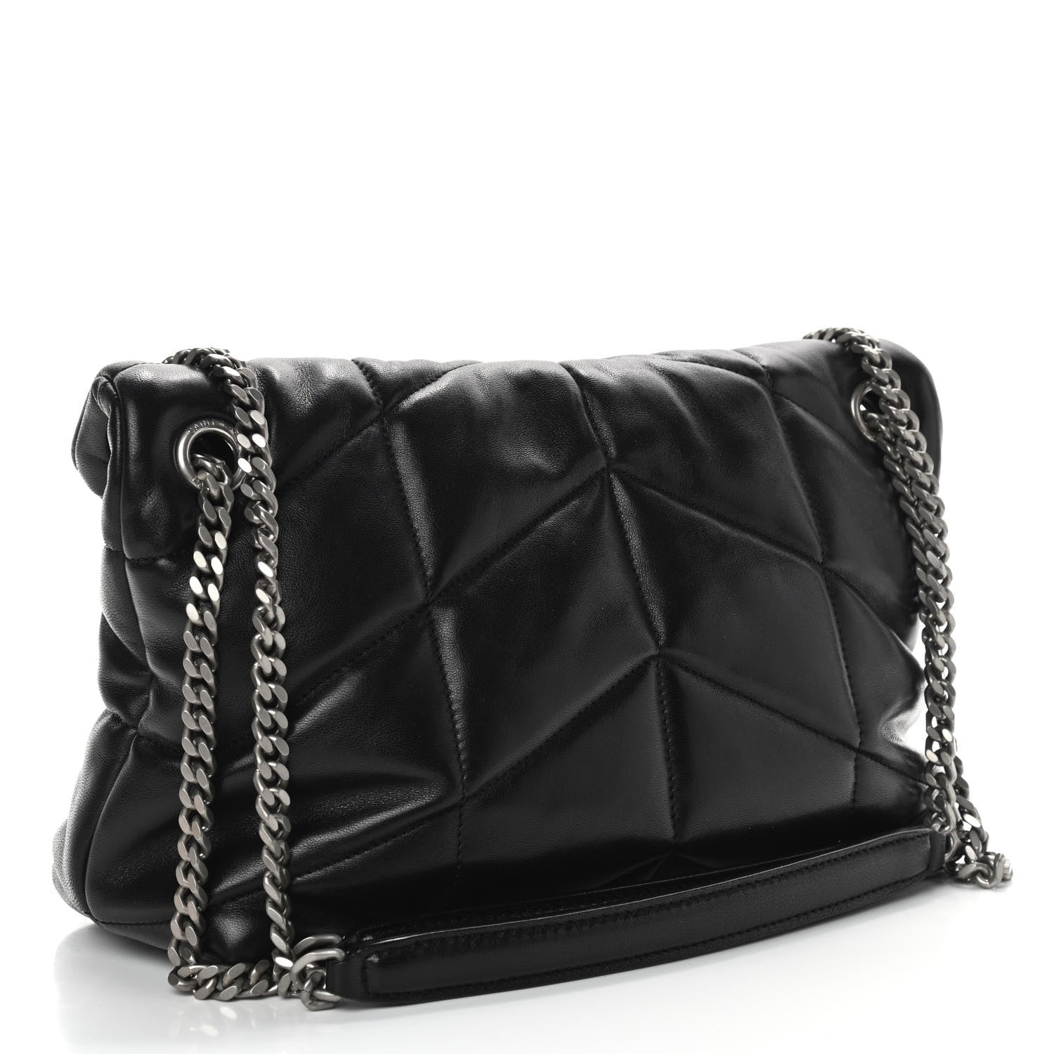Saint Laurent Lambskin Quilted Small Loulou Puffer Monogram Chain Satchel Black 3 of 9