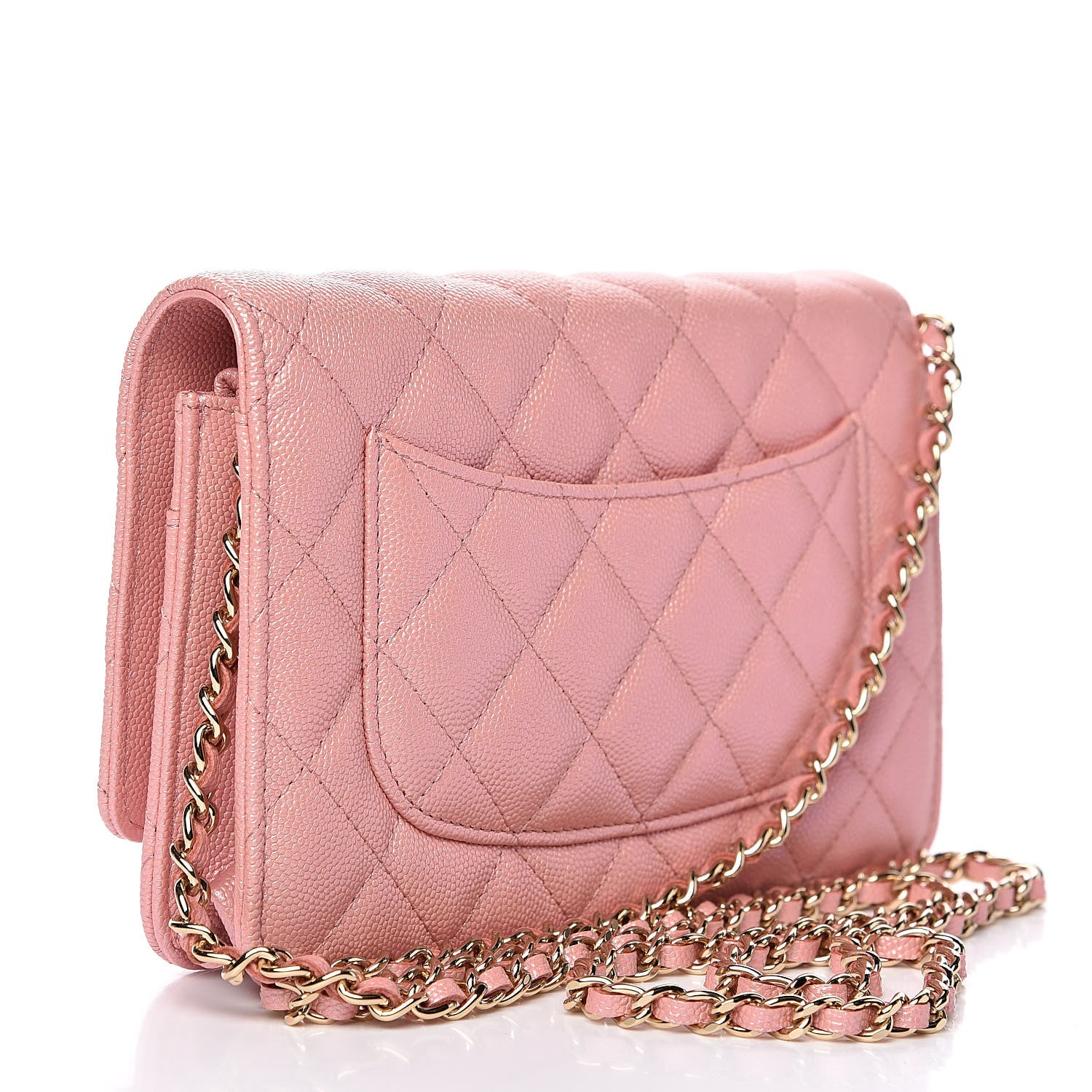 Chanel Iridescent Caviar Quilted Wallet on Chain WOC Rose Pink 3 of 11